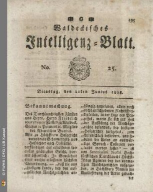 No. 25. Dienstag, den 21ten Junius 1808