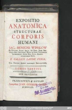 Tomus Tertius: Expositio Anatomica Structurae Corporis Humani