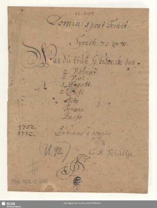 2 Sacred songs - Mus.1696-E-515 : V (5), Coro, orch, bc