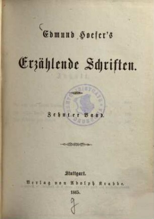 Edmund Hoefer's erzählende Schriften, 10