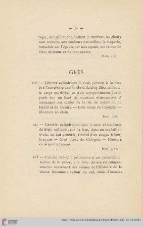 Grés (Nr. 103 - 120)