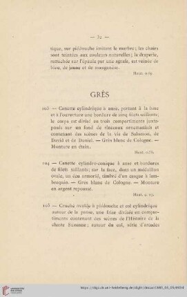 Grés (Nr. 103 - 120)