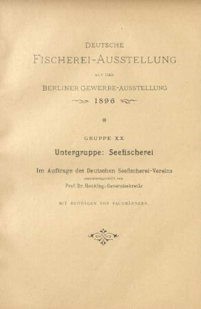Gruppe XX. Untergruppe: Seefischerei