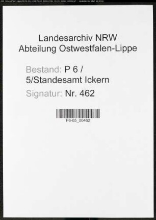 Sterberegister Standesamt Castrop-Rauxel Ickern (V)