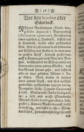 Vor den Scorbut oder Scharbock