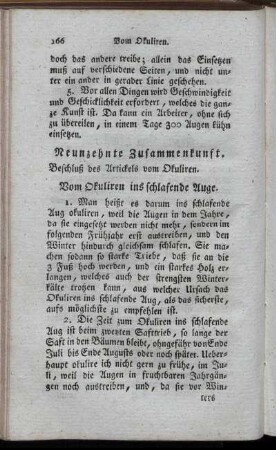 Neunzehnte Zusammenkunft. Beschluß des Artickels vom Okuliren.