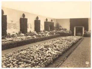 Ausstellungsgarten Jubiläums-Gartenbau-Ausstellung 1926, Dresden: Ausstellungspalast: Innenansicht mit Rhododendron
