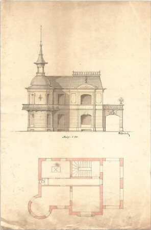 Reiffenstuel, Carl; Villa - Grundriss, Ansicht