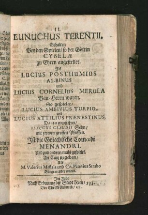 Eunuchus Terentii.