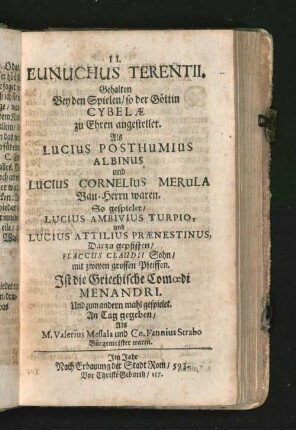 Eunuchus Terentii.