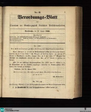 Verordnungs-Blatt der Direction der Großherzoglich-Badischen Verkehrsanstalten