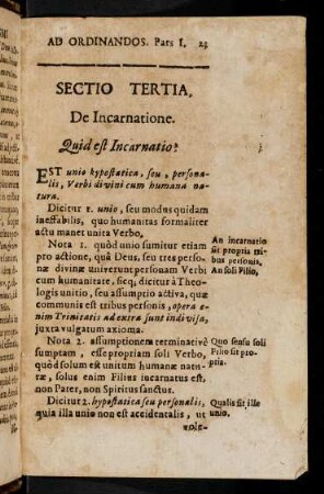 23-50, Sectio III. De Incarnatione. - Sectio IV. De Gratia.