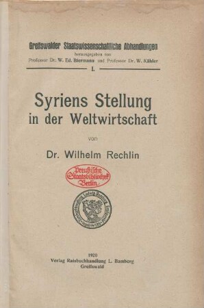 Syriens Stellung in der Weltwirtschaft
