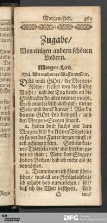 Zugabe/ Von einigen andern schönen Liedern.