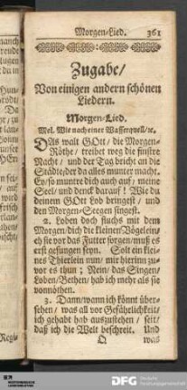 Zugabe/ Von einigen andern schönen Liedern.