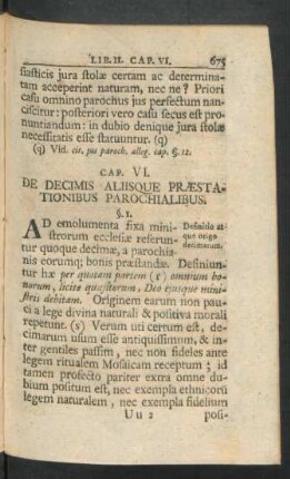 Cap. VI. De Decimis Aliisque Praestationibus Parochialibus