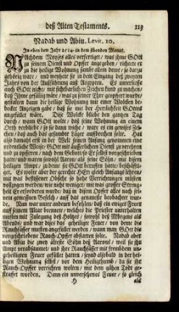 Nadab und Abiu. Levit. 10.