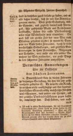 Vermischte Anmerkungen über die Geschichte des Fünften Zeitraums