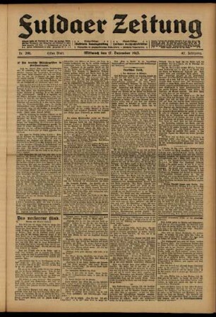 Erste Ausgabe vom Mittwoch, den 17. Dezember 1913.