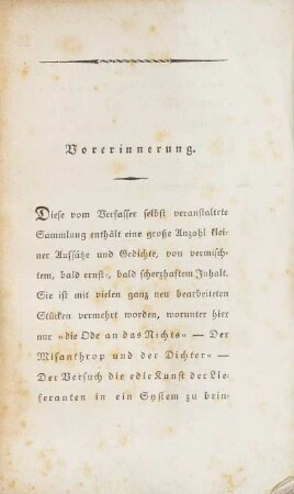 Vorerinnerung.