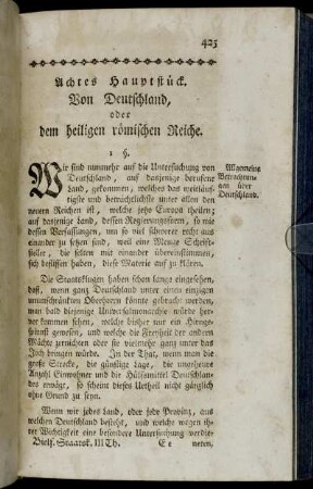 Achtes Hauptstück. Von Deutschland, oder dem heiligen römischen Reiche