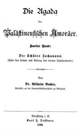 Die Schüler Jochanans : (Ende des dritten und Anfang des vierten Jahrhunderts)