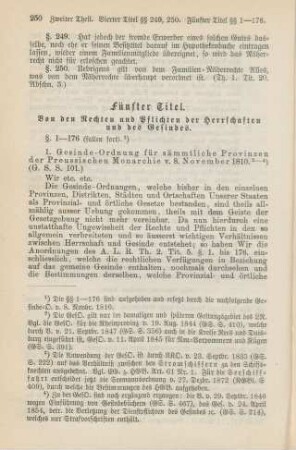 Fünfter Titel. Von den Rechten und Pflichten der Herrschaften und des Gesindes