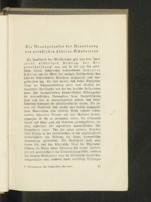Die Grundgedanken der Neuordnung des preußischen höheren Schulwesens