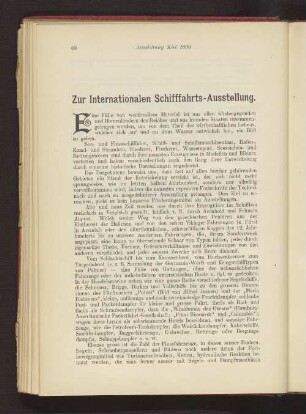 Zur Internationalen Schifffahrts-Ausstellung.