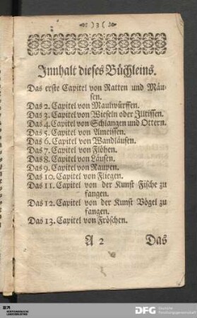 Innhalt dieses Büchleins.