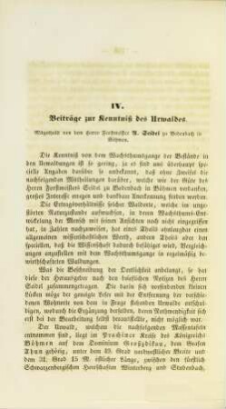 IV. Beiträge zur Kenntniß des Urwaldes.