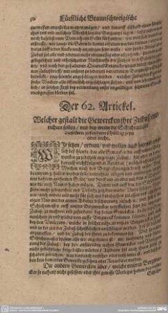 Der 62. Artickel. Welcher gestalt die Gewercken ihre Zubuß entrichten sollen/ und bey weme sie Schichtmeister dieselben zufordern schulig seyn oder nicht.