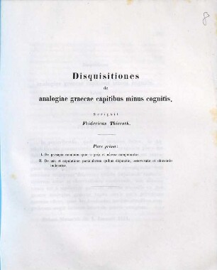Disquisitiones de analogiae graecae capitibus minus cognitis, 1