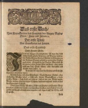 Der erste Theil, Von Kranckheiten des Haupts