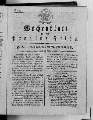 Nr. 8, Ausgabe vom 24. Februar 1827