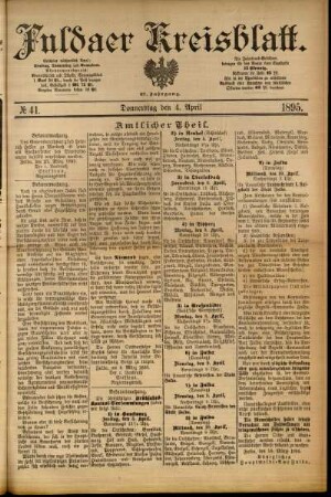 Erste Ausgabe vom Donnerstag, den 04. April 1895.