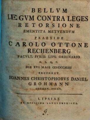Bellum legum contra leges retorsione ementita metuendum