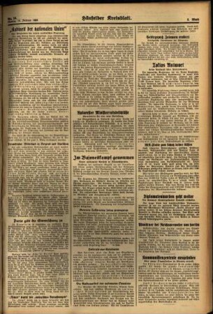 Zweite Ausgabe vom Montag, den 14. Februar 1938.