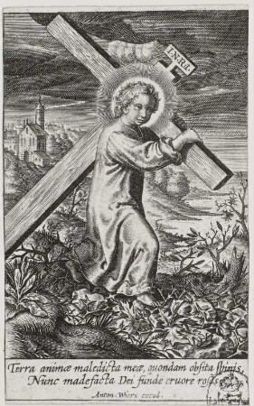 Jesuskind, das Kreuz tragend