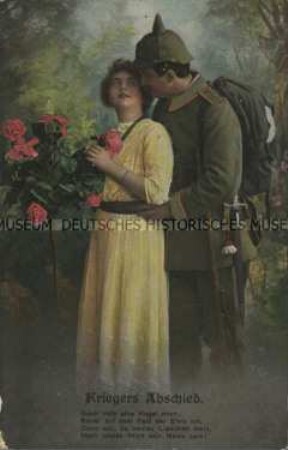 Abschied zwischen Soldat und Frau