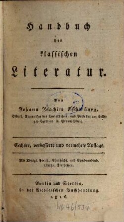 Handbuch der klassischen Literatur