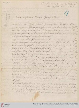 Brief von Johann Friedrich Minssen an Georg Gottfried Gervinus