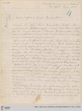 Brief von Johann Friedrich Minssen an Georg Gottfried Gervinus