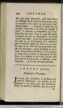 Lettre XXXV: Vendredi à Vinchester
