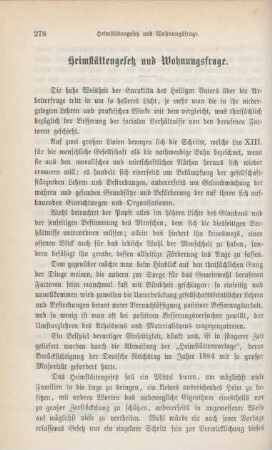 278-286 Heimstättengesetz und Wohungsfrage