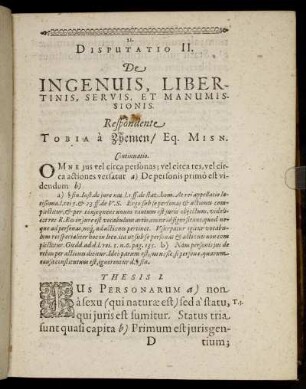 Disputatio II. De Ingenuis, Libertinis, Servis, Et Manumissionis.