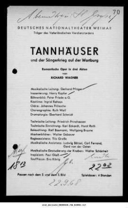 Tannhäuser und der Sängerkrieg auf der Wartburg