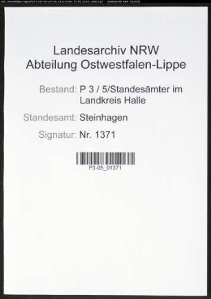 Heiratsregister Standesamt Steinhagen