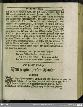 Die fünffte Predigt. Vom seligmachenden Glauben