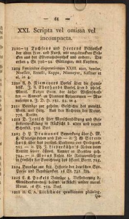 XXI. Scripta vel omissa vel incompacta.